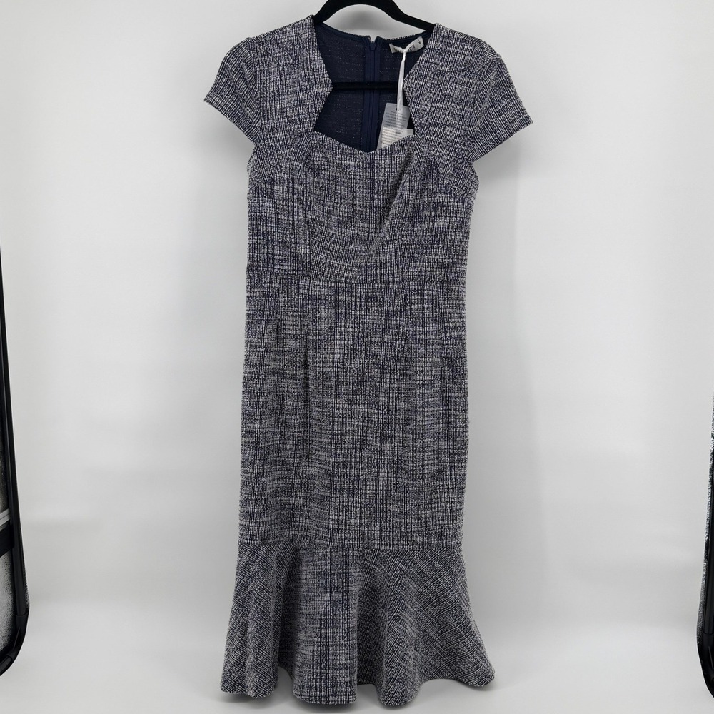 Grace Karin Dress Tweed Mermaid Hem Medium Navy Blue Women Business Cocktail